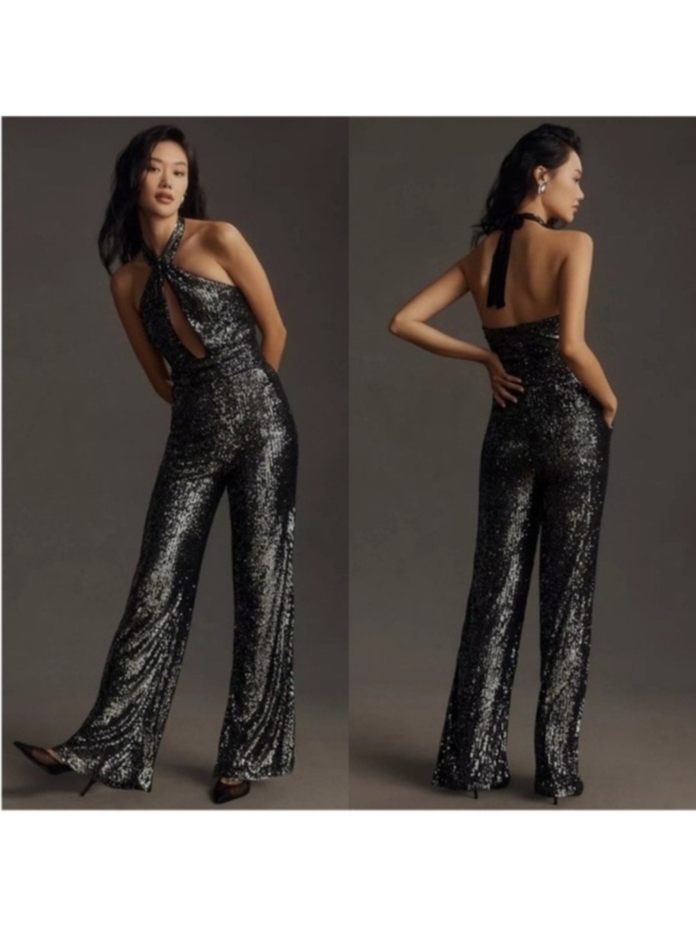 Maeve Sequin Halter Jumpsuit